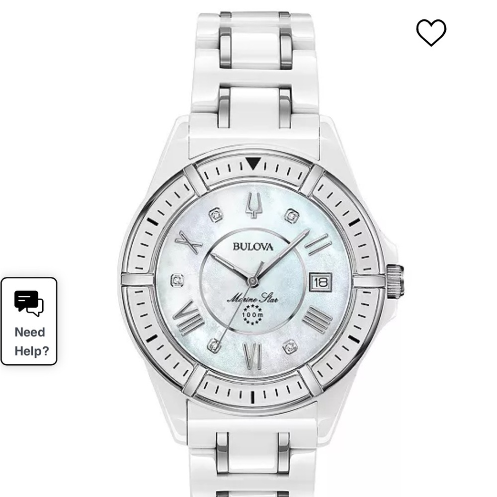 Bulova Silver and White Watch
